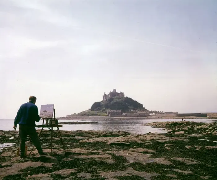 Framed Print : Artist at work, St Michaels Mount, Cornwall Framed Print : Artist at work, St Michaels Mount, Cornwall