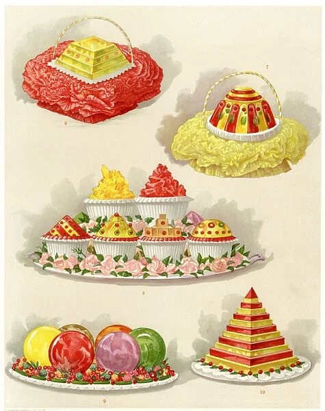 Artistic Jellies, in a range of shapes and colours.. circa 1890