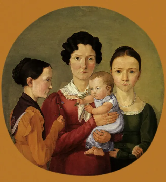 Framed Print : The Artists Four Sisters Date: 1825 Framed Print : The Artists Four Sisters Date: 1825