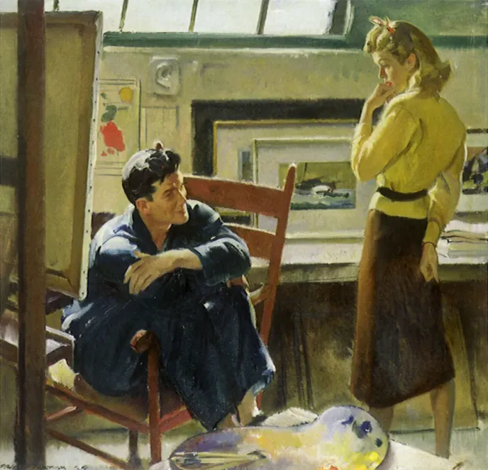 Framed Print : Artists Studio Visit Date: 1944 Framed Print : Artists Studio Visit Date: 1944