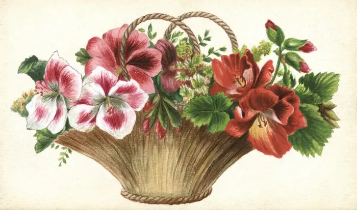 Framed Print : Artwork by Florence Auerbach, basket of flowers Framed Print : Artwork by Florence Auerbach, basket of flowers