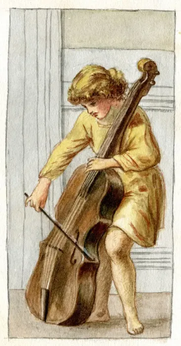 Framed Print : Artwork by Florence Auerbach, boy playing cello Framed Print : Artwork by Florence Auerbach, boy playing cello