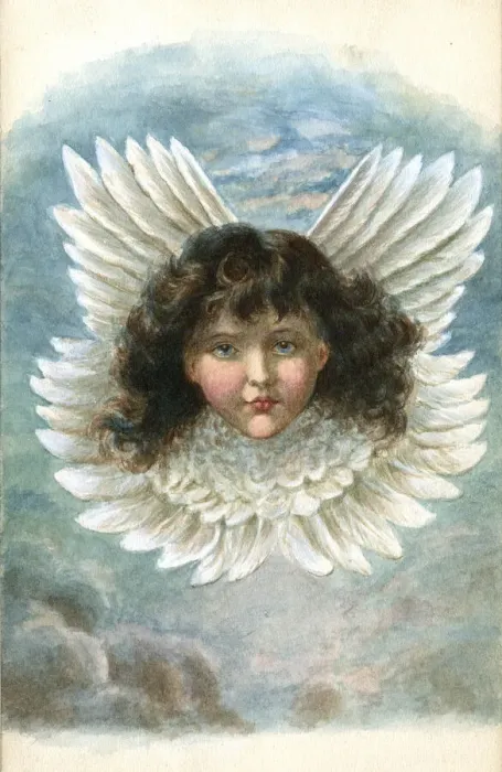 Framed Print : Artwork by Florence Auerbach, cherub head with wings Framed Print : Artwork by Florence Auerbach, cherub head with wings
