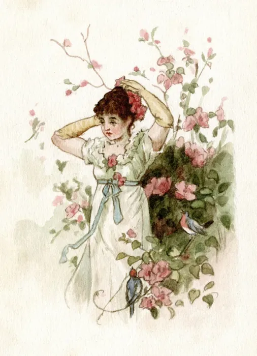 Framed Print : Artwork by Florence Auerbach, girl in a garden Framed Print : Artwork by Florence Auerbach, girl in a garden