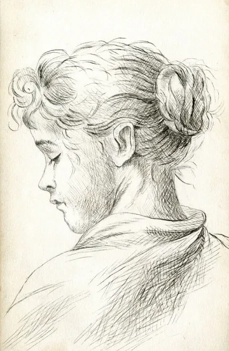Framed Print : Artwork by Florence Auerbach, profile of a young woman Framed Print : Artwork by Florence Auerbach, profile of a young woman