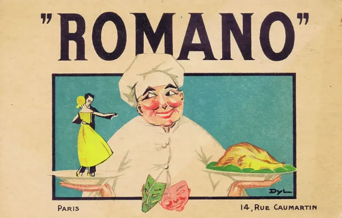 Framed Print : Artwork for the Restaurant Romano, 14 Rue Caumartin, Paris Framed Print : Artwork for the Restaurant Romano, 14 Rue Caumartin, Paris