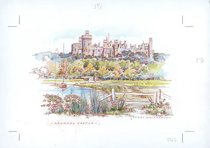 Framed Print : Arundel Castle Landscape scene England Watercolour Framed Print : Arundel Castle Landscape scene England Watercolour