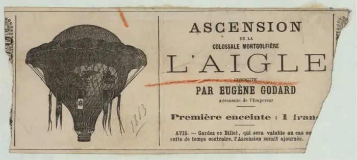Framed Print : Ascension de la colossale Montgolfiere L Aigle conduite par