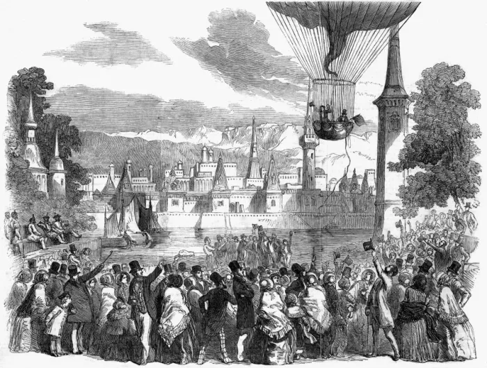 Framed Print : Ascent of the Nassau Balloon at Vauxhall Gardens, London, 18 Framed Print : Ascent of the Nassau Balloon at Vauxhall Gardens, London, 18