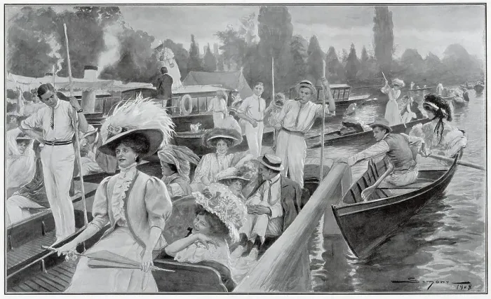 Framed Print : Ascot Sunday outside Boulter's Lock 1908 Framed Print : Ascot Sunday outside Boulter's Lock 1908