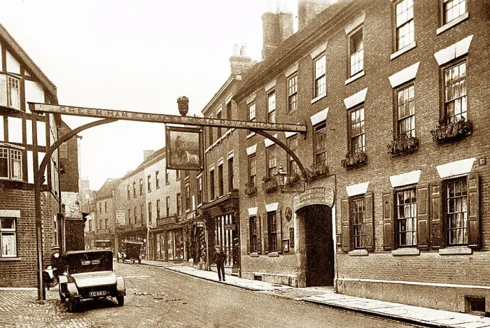 Framed Print : Ashbourne Green Man Hotel possibly 1920s Framed Print : Ashbourne Green Man Hotel possibly 1920s