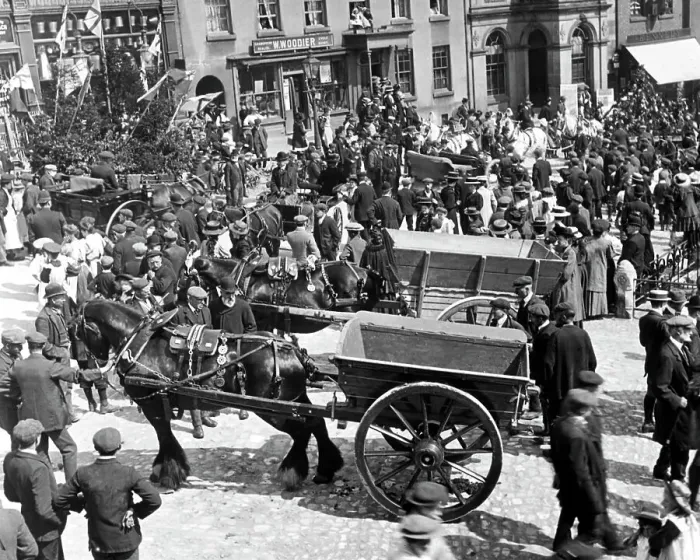 Framed Print : Ashbourne Market Day Edwardian period Framed Print : Ashbourne Market Day Edwardian period