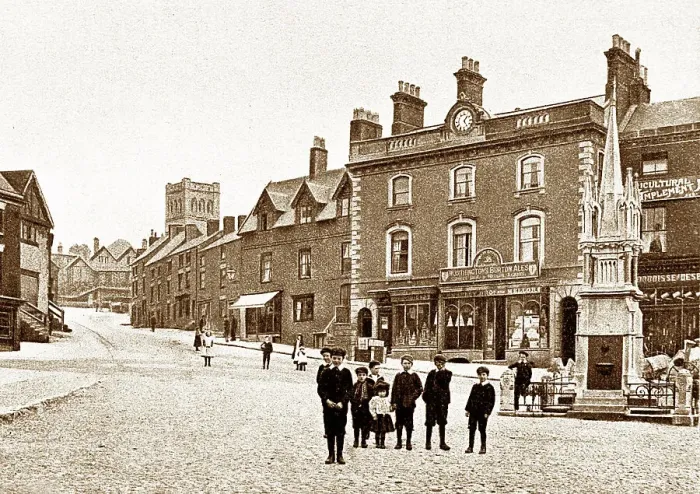 Framed Print : Ashbourne Market Place, Victorian period Framed Print : Ashbourne Market Place, Victorian period