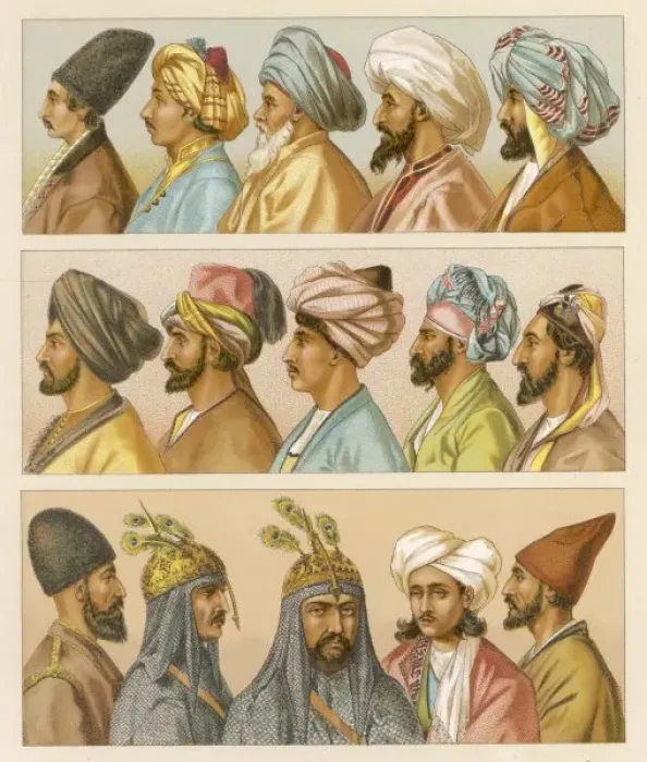 Framed Print : Asian Headwear / Racinet Framed Print : Asian Headwear / Racinet