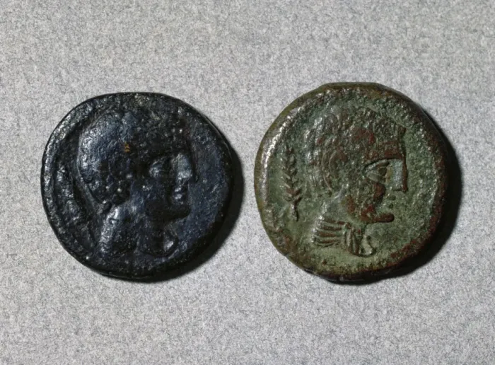 Framed Print : Assarius. Adverse. Ibero-roman. Bronze. Head. Mint of Iltirc Framed Print : Assarius. Adverse. Ibero-roman. Bronze. Head. Mint of Iltirc
