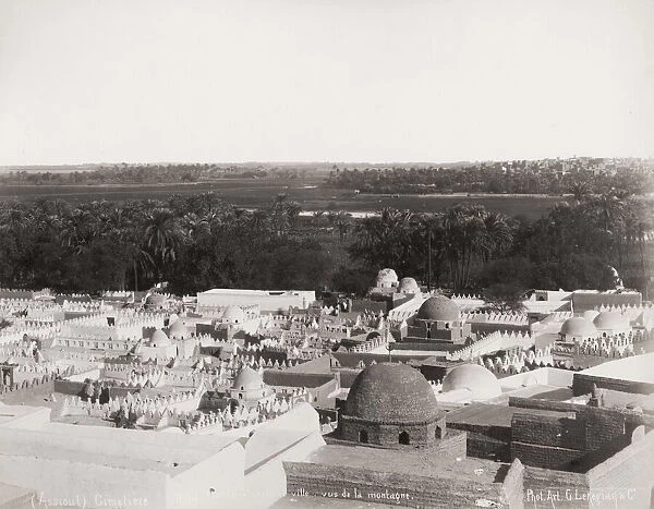 Assiout, Asyut, Egypt, Arab cemetery and the town