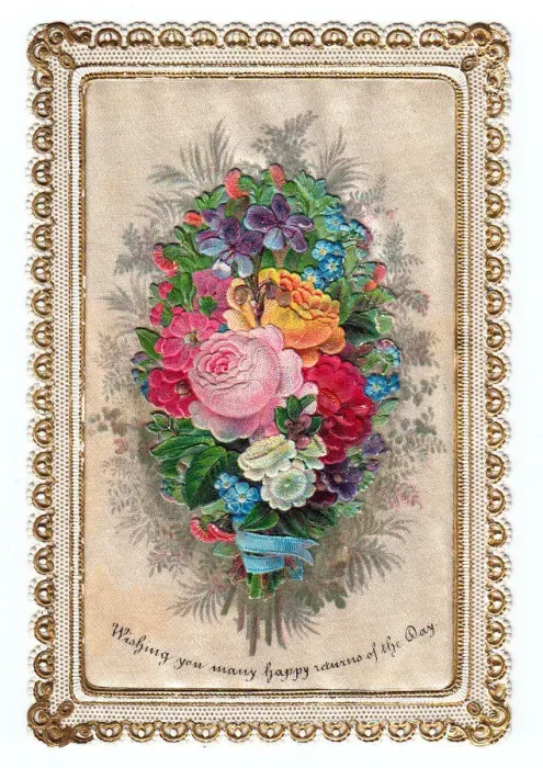Framed Print : Assorted flowers on a birthday card Framed Print : Assorted flowers on a birthday card