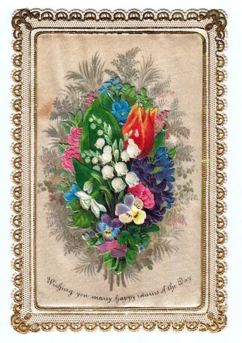 Framed Print : Assorted flowers on a birthday card Framed Print : Assorted flowers on a birthday card