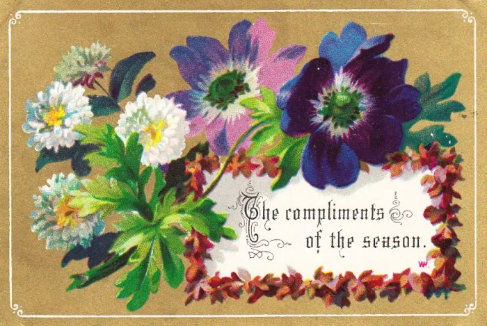 Framed Print : Assorted flowers on a Christmas card Framed Print : Assorted flowers on a Christmas card