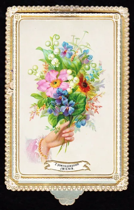 Framed Print : Assorted flowers on a Polish birthday card Framed Print : Assorted flowers on a Polish birthday card