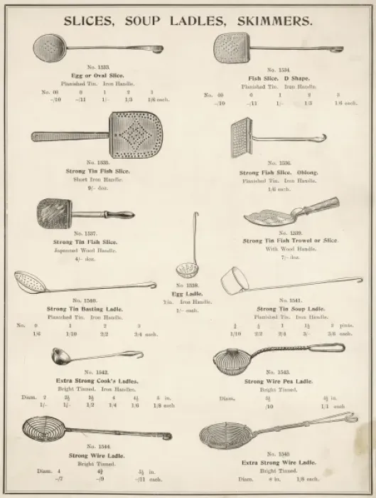 Framed Print : An assortment of slices, soup ladles and skimmers Framed Print : An assortment of slices, soup ladles and skimmers