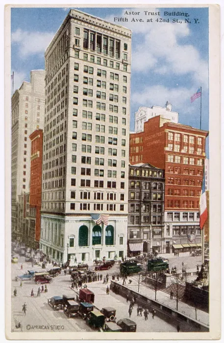 Framed Print : Astor Trust Building, corner of Fifth Avenue and 42nd Street, New York City, USA Date: circa 1915 Framed Print : Astor Trust Building, corner of Fifth Avenue and 42nd Street, New York City, USA Date: circa 1915