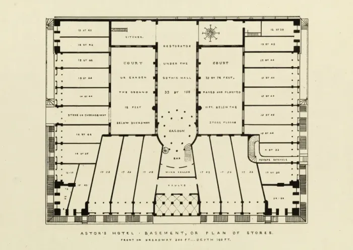 Framed Print : Astors Hotel. Basement, or Plan of Stores Framed Print : Astors Hotel. Basement, or Plan of Stores