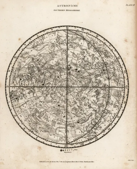 Framed Print : Astronomical chart of the Southern hemisphere Framed Print : Astronomical chart of the Southern hemisphere