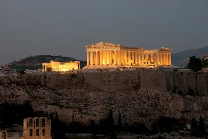Framed Print : Athens. Panoramic view of the Acropolis at night Framed Print : Athens. Panoramic view of the Acropolis at night