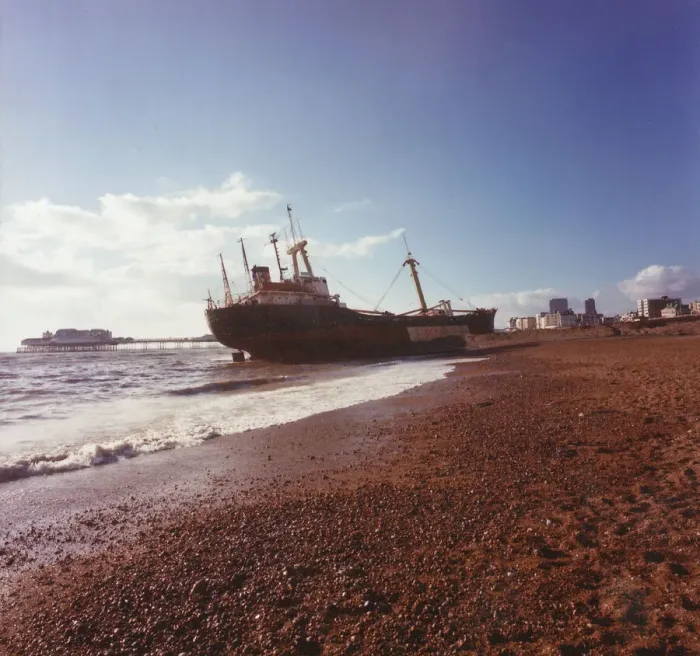 Framed Print : Athina-B aground on Brighton Beach Framed Print : Athina-B aground on Brighton Beach