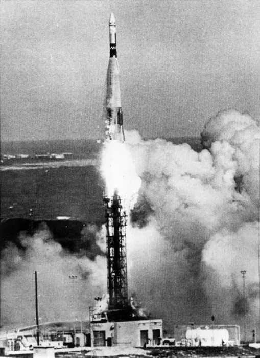 Framed Print : An Atlas-Agena rocket is launched from Cape Kennedy Framed Print : An Atlas-Agena rocket is launched from Cape Kennedy