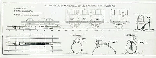 Atmospheric railway, elevation and longitudinal section