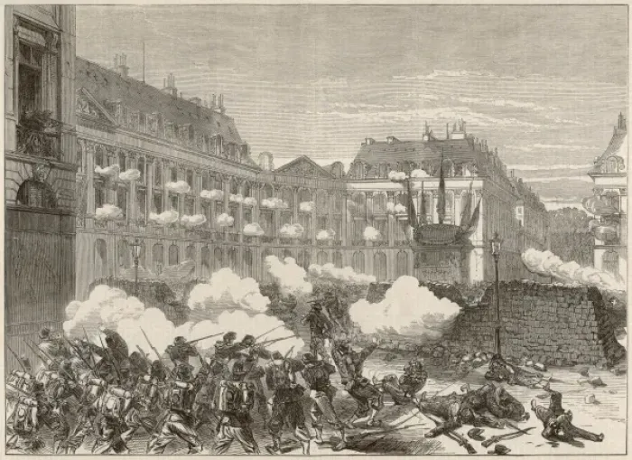Framed Print : Attack on the Communards, Place Vendome; Paris Commune, 1871 Framed Print : Attack on the Communards, Place Vendome; Paris Commune, 1871