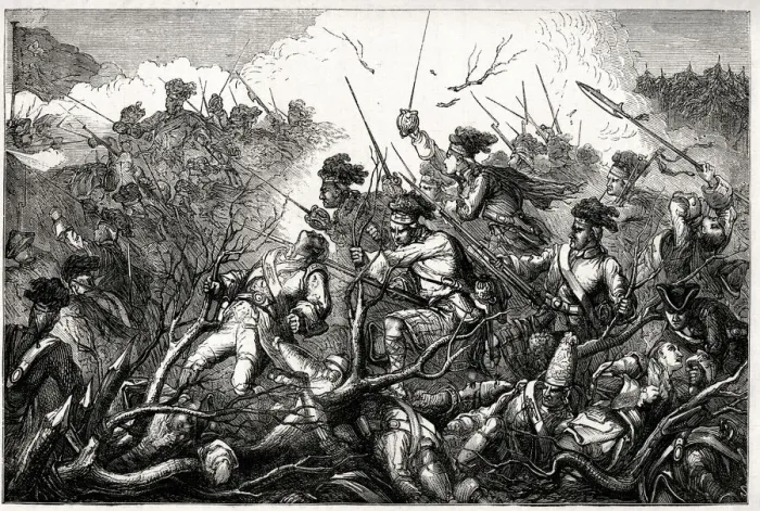 Framed Print : Attack by Royal Highlanders on the Ticonderoga Fort, Battle of Ticonderoga