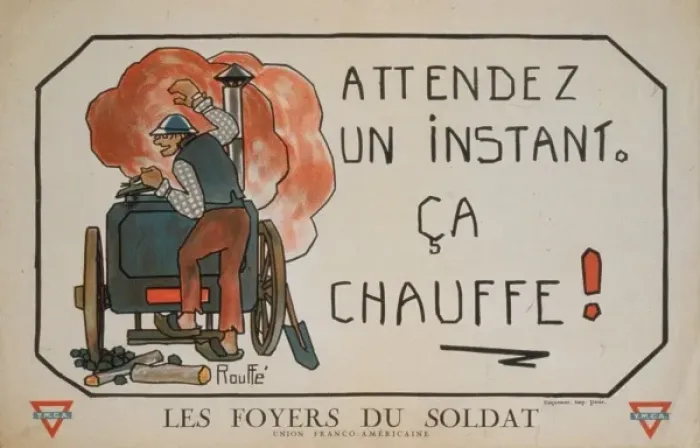 Framed Print : Attendez un instant. ca chauffe! Les Foyers du soldat Framed Print : Attendez un instant. ca chauffe! Les Foyers du soldat