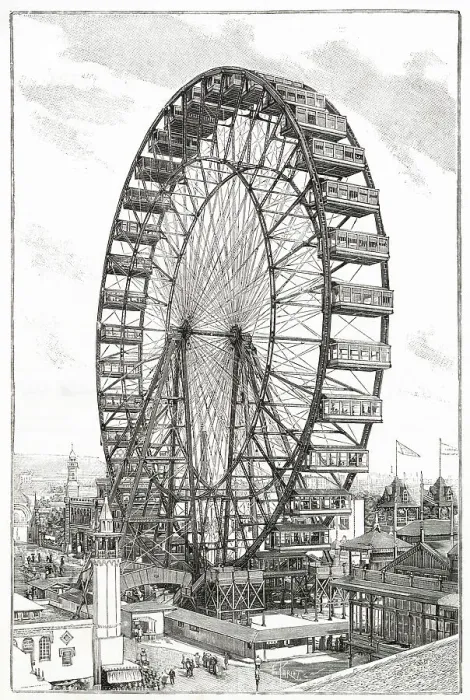 Framed Print : Attraction at the Chicago's World's Fair, designed and built by George Washington Gale Ferris Jr. The ferris wheel named the Chicago Wheel, had thirty-six pendulum cars, each seating forty passengers, carrying 1, 440 people at its height Framed Print : Attraction at the Chicago's World's Fair, designed and built by George Washington Gale Ferris Jr. The ferris wheel named the Chicago Wheel, had thirty-six pendulum cars, each seating forty passengers, carrying 1, 440 people at its height