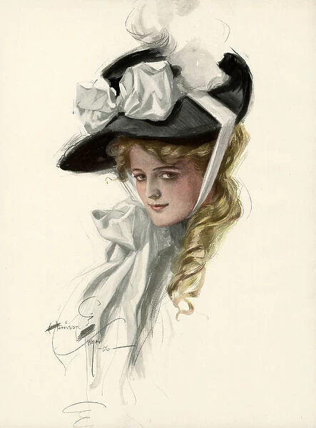Attractive woman wearing bonnet 1906