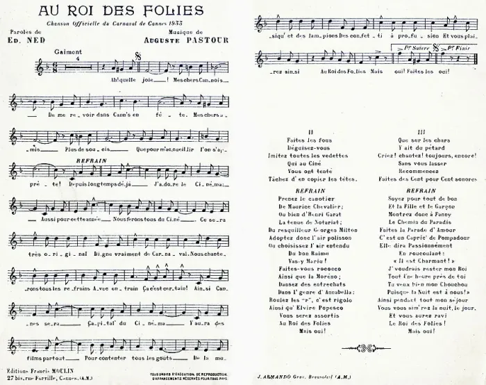 Framed Print : Au Roi des Folies, official song of Cannes Carnival Framed Print : Au Roi des Folies, official song of Cannes Carnival