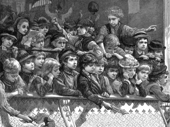 Framed Print : Audience of children at a London Music Hall, 1882 Framed Print : Audience of children at a London Music Hall, 1882