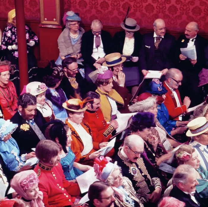 Framed Print : The audience of the Old Time Music Hall TV show, entitled The Good Old Days, filmed at the City Varieties in Leeds. Dressed in Victorian and Edwardian costume, they were an integral part of the show. Date: 1960s Framed Print : The audience of the Old Time Music Hall TV show, entitled The Good Old Days, filmed at the City Varieties in Leeds. Dressed in Victorian and Edwardian costume, they were an integral part of the show. Date: 1960s
