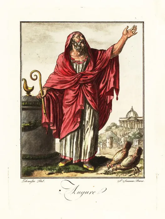 Framed Print : Augur performing ex tripudiis ritual, ancient Rome