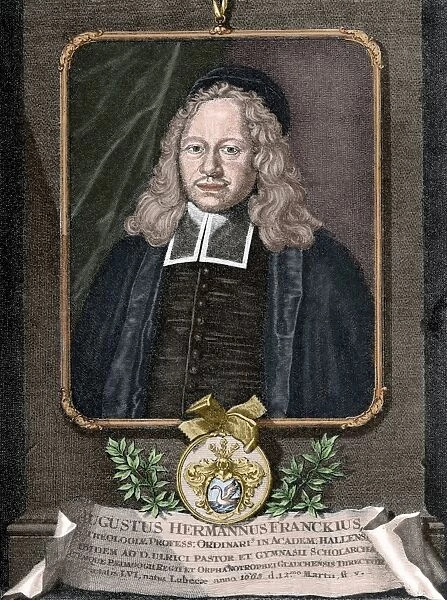 August Hermann Francke (1663-1727). Engraving. Colored