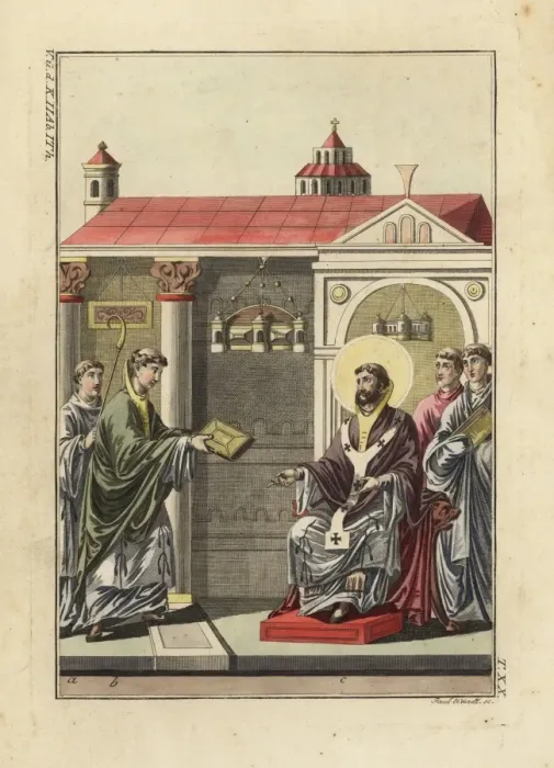 Framed Print : Augustin, Archbishop of Canterbury, receiving Framed Print : Augustin, Archbishop of Canterbury, receiving