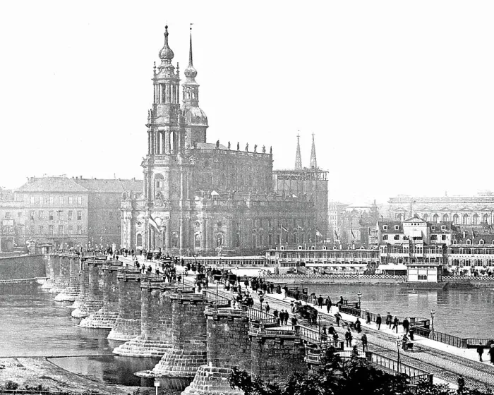 Framed Print : Augustus Bridge Dresden Germany Victorian period Framed Print : Augustus Bridge Dresden Germany Victorian period