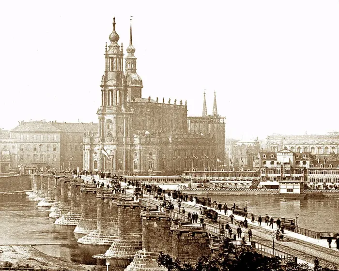 Framed Print : Augustus Bridge Dresden Germany Victorian period Framed Print : Augustus Bridge Dresden Germany Victorian period
