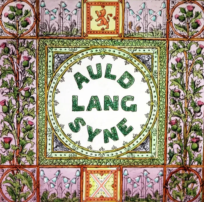 Framed Print : Auld Lang Syne magic lantern slide, Victorian period Framed Print : Auld Lang Syne magic lantern slide, Victorian period