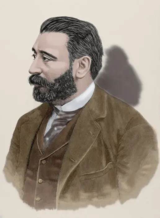 Framed Print : Aureliano Linares Rivas (1841-1903). Engraving. Colored Framed Print : Aureliano Linares Rivas (1841-1903). Engraving. Colored