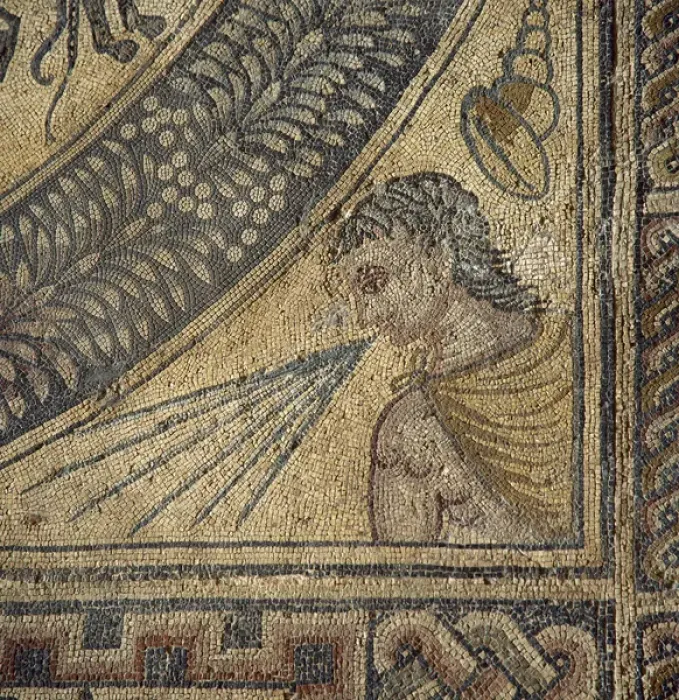 Framed Print : Aurigas mosaic. Roman. Detail depicting one of the four win Framed Print : Aurigas mosaic. Roman. Detail depicting one of the four win