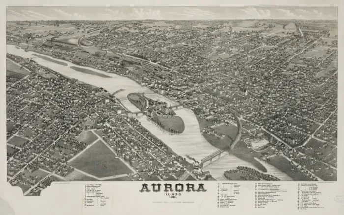 Framed Print : Aurora, Illinois 1882 Framed Print : Aurora, Illinois 1882