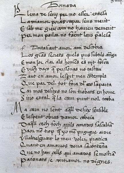 Ausias March (ca. 1397-1425). Valencian poet. Page of Tornad